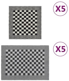 vidaXL Σετ Πετσετών 10 Τεμαχίων Μαύρο και Λευκό Βαμβακερές
