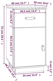 Ντουλάπι Γραφείου Λευκό 40 x 50 x 75 εκ. Μασίφ Ξύλο Πεύκου - Λευκό