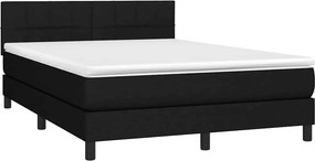 vidaXL Κρεβάτι Boxspring με Στρώμα Μαύρο 140x200 εκ. Υφασμάτινο