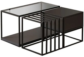 Τραπέζι Σαλονιού Charlotte 141HWR1146 90x90x37cm Black