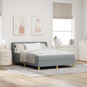 Κρεβάτι Box Spring με Στρώμα - Ανοιχτό Γκρι, 140x190 εκ., Ύφασμα