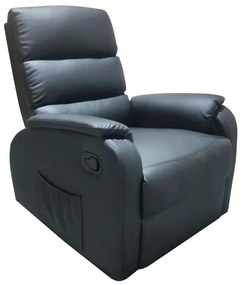 14340010 Πολυθρόνα Relax Με Μασάζ ΗΑΝΑ Μαύρο PU 77x90x99cm Μέταλλο/PU/Ξύλο, 1 Τεμάχιο