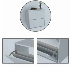Stewehome Ντουλάπι παπουτσιών με 2 πόρτες και συρόμενα ράφια λευκό 74x24x75 cm