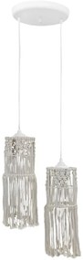 Φωτιστικό Οροφής Mac-01Pendel 2/L Macrame 31-1061 White Heronia Σχοινί, Πλαστικό