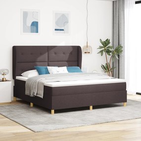 vidaXL Κρεβάτι Box Spring με Στρώμα Σκούρο Καφέ 180x200 εκ Ύφασμα