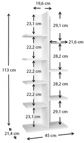 Βιβλιοθήκη μελαμίνης Tree Megapap χρώμα λευκό 45x21,4x113εκ.