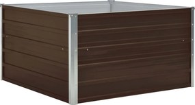 vidaXL Ζαρντινιέρα Ψηλή Καφέ 100 x 100 x 45 εκ. Γαλβανισμένος Χάλυβας