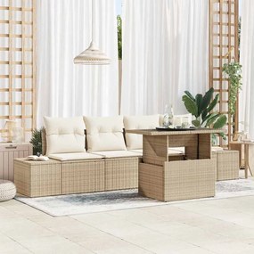 vidaXL Σετ Καναπέ Κήπου 5 pcs μπεζ και κρεμ 100 x 55 x 73 εκ
