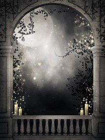 Εικονογράφηση Fantasy balcony with candles, FairytaleDesign