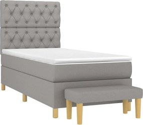 vidaXL Κρεβάτι Boxspring με Στρώμα Ανοιχτό Γκρι 80x200 εκ. Υφασμάτινο