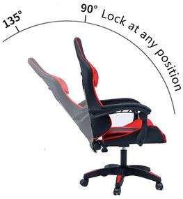 Καρέκλα γραφείου gaming William PU μαύρο-κόκκινο 60x59x108 εκ.