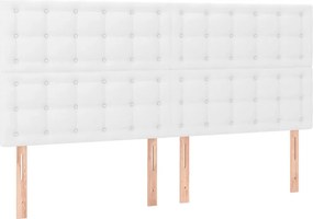 vidaXL Κρεβάτι Boxspring με Στρώμα &amp; LED Λευκό 200x200 εκ. Συνθ. Δέρμα