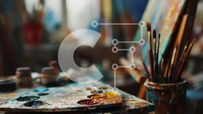 Intra Συλλεκτικό Ξύλινο Παζλ Plywood 4mm - Χώρος εργασίας καλλιτέχνη με χρώματα και πινέλα Σε Ξύλινο Κουτί - Διαστάσεις Puzzle: 10x10 cm – 25 κομμάτια