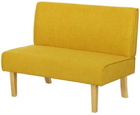 HOMCOM Καναπές δύο θέσεων με κοτλέ ύφασμα, παχύ μαξιλάρι και συμπαγή ξύλινα πόδια για σαλόνι, υπνοδωμάτιο, γραφείο, Κίτρινο