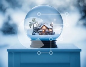 Intra Συλλεκτικό Ξύλινο Παζλ Plywood  4mm - Snow Globe με διακοσμημένο σπίτι για διακόσμηση διακοπών Σε Ξύλινο Κουτί - Διαστάσεις: 10x10 cm – 25 κομμάτια