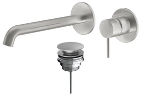 La Torre ELLE 316 inox Brushed Μπαταρία Νιπτήρος εντοιχισμού 2 οπών+Βαλβίδα clic-clac INOX 316  35032-111 N0338-111