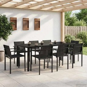 vidaXL Σετ Εξωτερικών Επίπλων 7 pcs Μαύρο και Ανθρακί Textilene