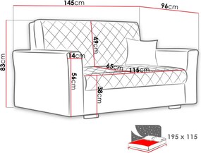 Καναπές διθέσιος Caro II - 145.00Χ96.00Χ83.00cm