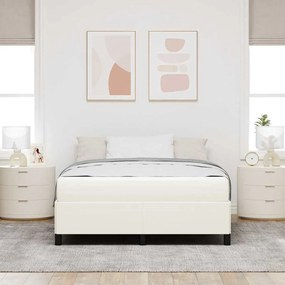 vidaXL Σκελετός Κρεβατιού με στρώμα Κρεμ 140 x 200 cm ύφασμα