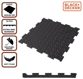 Πλακάκια Δαπέδου Μαύρα 40x40cm BLACK+DECKER 6Τμχ