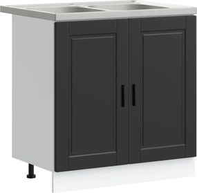 vidaXL Βάση νιπτήρα με αποθήκευση Porto 2 pcs Μαύρο Επεξεργασμένο ξύλο