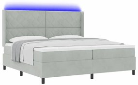 vidaXL Κρεβάτι Box Spring LED με Στρώμα Ανοιχτό γκρι 200 x 200 cm