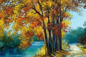 Εικόνα ζωγραφισμένα δέντρα σε φθινοπωρινά χρώματα - 60x40
