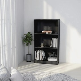 vidaXL Βιβλιοθήκη με 3 Ράφια Γυαλ. Γκρι 60x24x109 εκ. Επεξεργ. Ξύλο