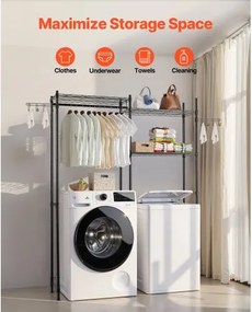 VEVOR Over Washer and Dryer Storage Shelf Two Row 5 Tiers Washer Rack Black