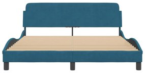 vidaXL Πλαίσιο Κρεβατιού με Κεφαλάρι Μπλε 160x200 εκ. Βελούδινο