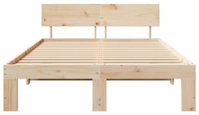 vidaXL Σκελετός Κρεβατιού Καφέ 140 x 190 cm Μασίφ ξύλο πεύκου