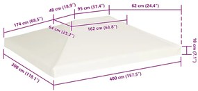 vidaXL Κάλυμμα για Κιόσκι Λευκό Κρεμ 4 x 3 μ. 310 γρ./μ²