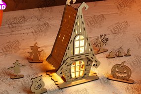 Σετ των 2 Intra απο ξύλο plywood 3mm-4mm πάχος 3D Halloween Lantern Haunted House | CNC Δίασταση 15x15 cm INTRAFABR-105203180