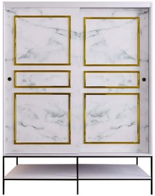 Ντουλάπα Δίφυλλη Martin 801CMY3444 150x57x200cm Marble Effect White-Gold Δίφυλλη
