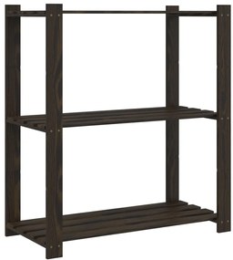 vidaXL Ραφιέρα με 3 Ράφια Μαύρο 80 x 38 x 90 εκ. Μασίφ Ξύλο Πεύκου
