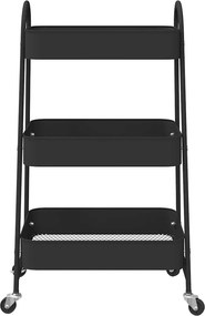 vidaXL Τρόλεϊ αποθήκευσης 3 επιπέδων Μαύρο 42x41,5x77 cm Χάλυβας