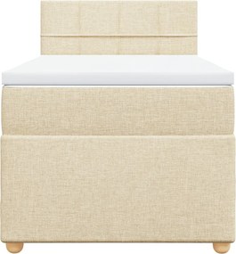 vidaXL Κρεβάτι Boxspring με Στρώμα Κρεμ 90x200 εκ.Υφασμάτινο