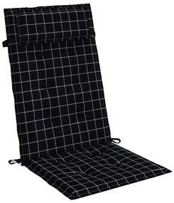 vidaXL Μαξιλάρια Καρέκλας με Ψηλή Πλάτη 6 τεμ. Μαύρα Καρό Ύφ. Oxford