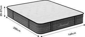 Στρώμα Diamond pakoworld pocket spring+ gel memory foam 25-27cm 160x200εκ
