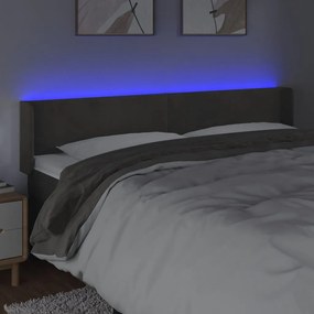 Κεφαλάρι Κρεβατιού LED Σκούρο Γκρι 203x16x78/88 εκ. Βελούδινο 3123023