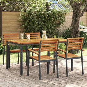 vidaXL Σέτ φαγητού για κήπο 5 pcs Μαύρο και καφέ 150 x 90 x 75 cm
