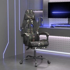 vidaXL Καρέκλα Gaming Μασάζ Υποπόδιο Μαύρο/Παραλλαγή Συνθετικό Δέρμα