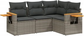 vidaXL Patio Sofa Set 4-θέσια Grey