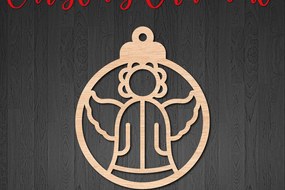 Intra απο ξύλο plywood 3mm-4mm πάχος – Στρογγυλό Χριστουγεννιάτικο Στολίδι με Άγγελο Δίασταση 20x20 cm INTRAFABR-107639771