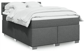 vidaXL Κρεβάτι Boxspring με Στρώμα Σκούρο Γκρι 140x190 εκ. Υφασμάτινο