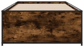 vidaXL Πλαίσιο Κρεβατιού Καπνιστή Δρυς 90 x 190εκ. Επεξ.Ξύλο &amp; Μέταλλο