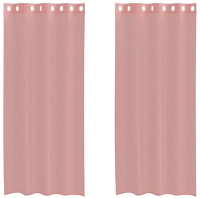 vidaXL Κουρτίνες Voile με ροδέλες 2 τεμάχια Ροζ 140x225 εκ.