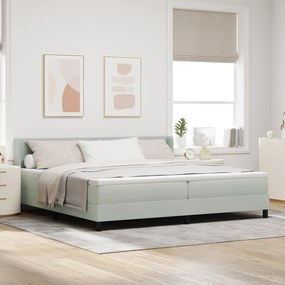 vidaXL Κρεβάτι Box Spring με Στρώμα Ανοιχτό Γκρι 200x200 εκ Βελούδο