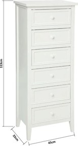 Συρταριέρα 6 Θέσεων (45x35x113) A-S Charme White 102214B
