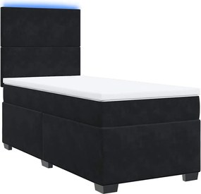 vidaXL Κρεβάτι Boxspring με Στρώμα Μαύρο 80 x 200 εκ. Βελούδινο